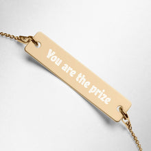 Load image into Gallery viewer, "You are the prize" Engraved Bar Chain Necklace (Available in different coatings)