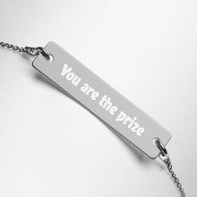 Load image into Gallery viewer, "You are the prize" Engraved Bar Chain Necklace (Available in different coatings)
